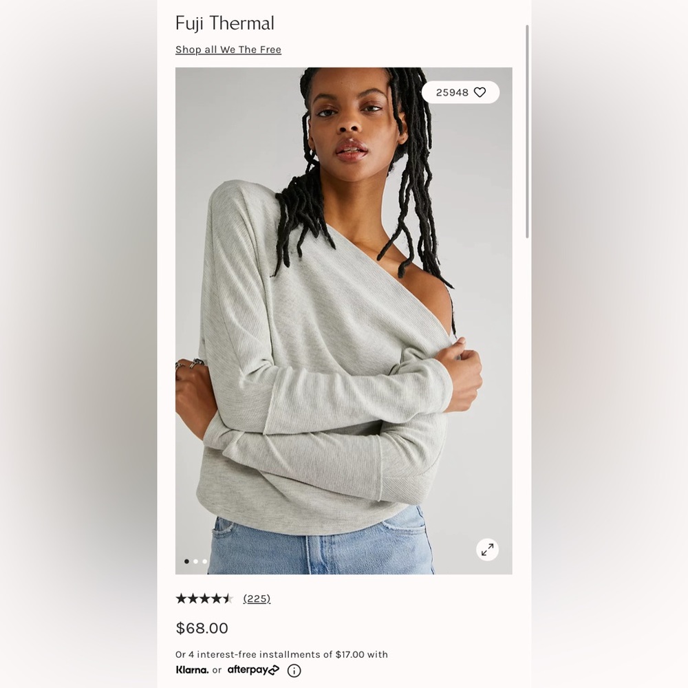Free People Fiji Thermal Small Charcoal Grey